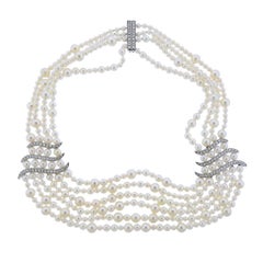 Asprey Diamond Pearl 18 Karat Gold Necklace