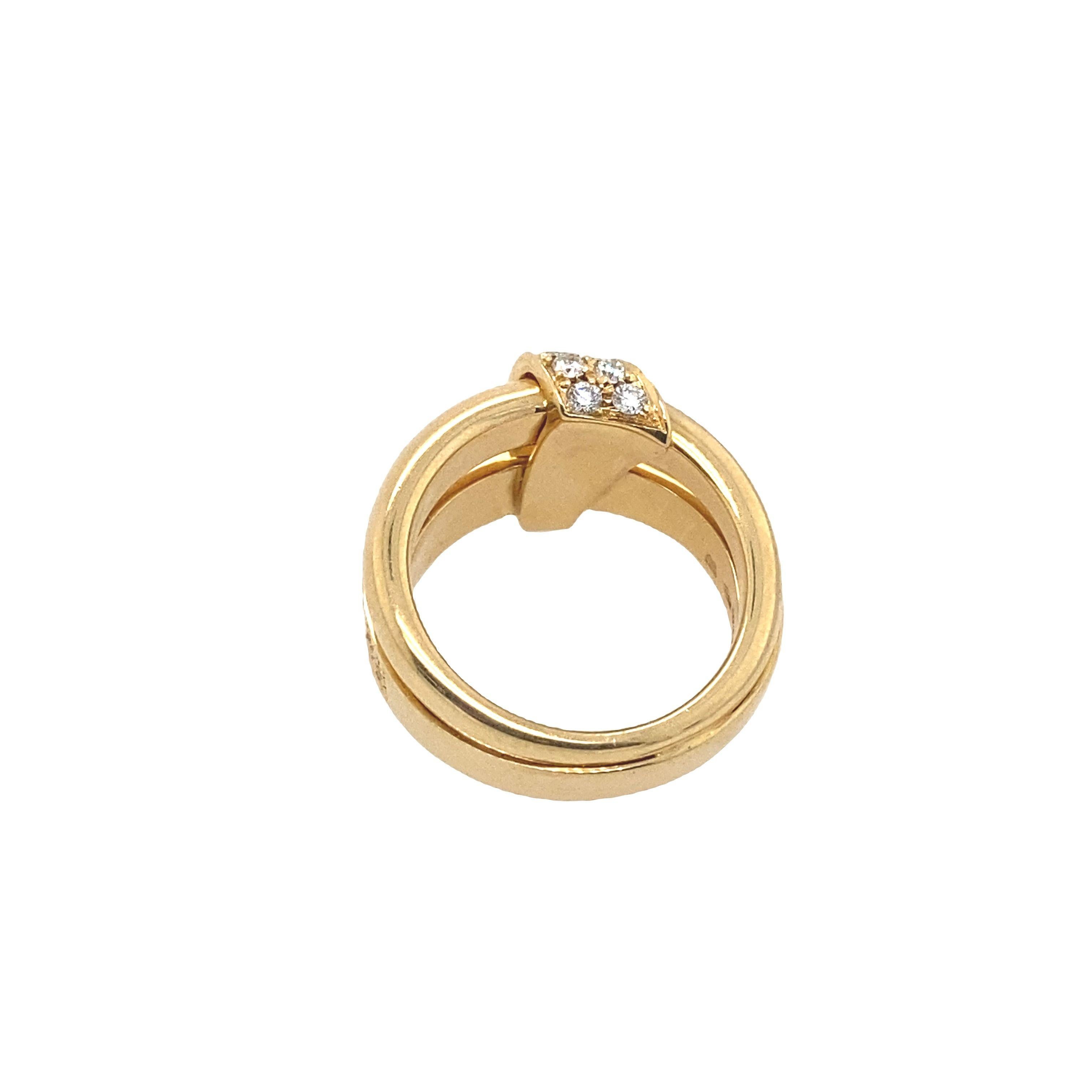 Asprey Dimond 2-Bänder-Ring, gefasst mit 0,65 Karat Diamanten aus 18 Karat Gelbgold (Rundschliff)