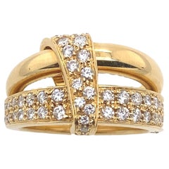 Asprey Dimond 2-Band Ring, Set With 0.65ct Diamonds In 18ct Yellow Gold