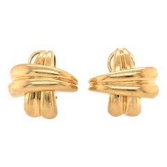 Asprey Fluted Gold "X" Earrings