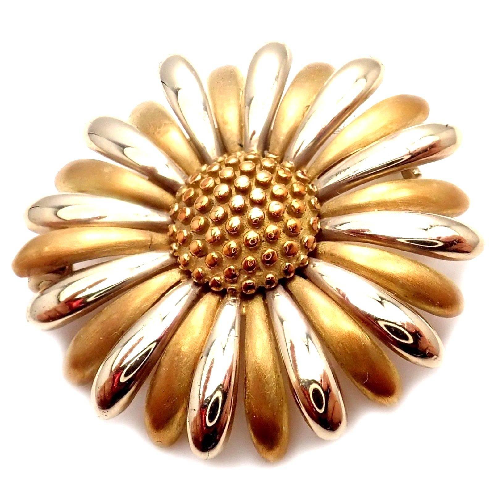 18k White And Yellow Gold Sunflower Pin Brooch by Asprey & Garrard London.
Includes Original Asprey & Garrard Box.
Details:
Measurements: 29mm
Weight: 10.8 grams
Stamped Hallmarks: Asprey 18k 
*Free Shipping within the United States*
YOUR PRICE: