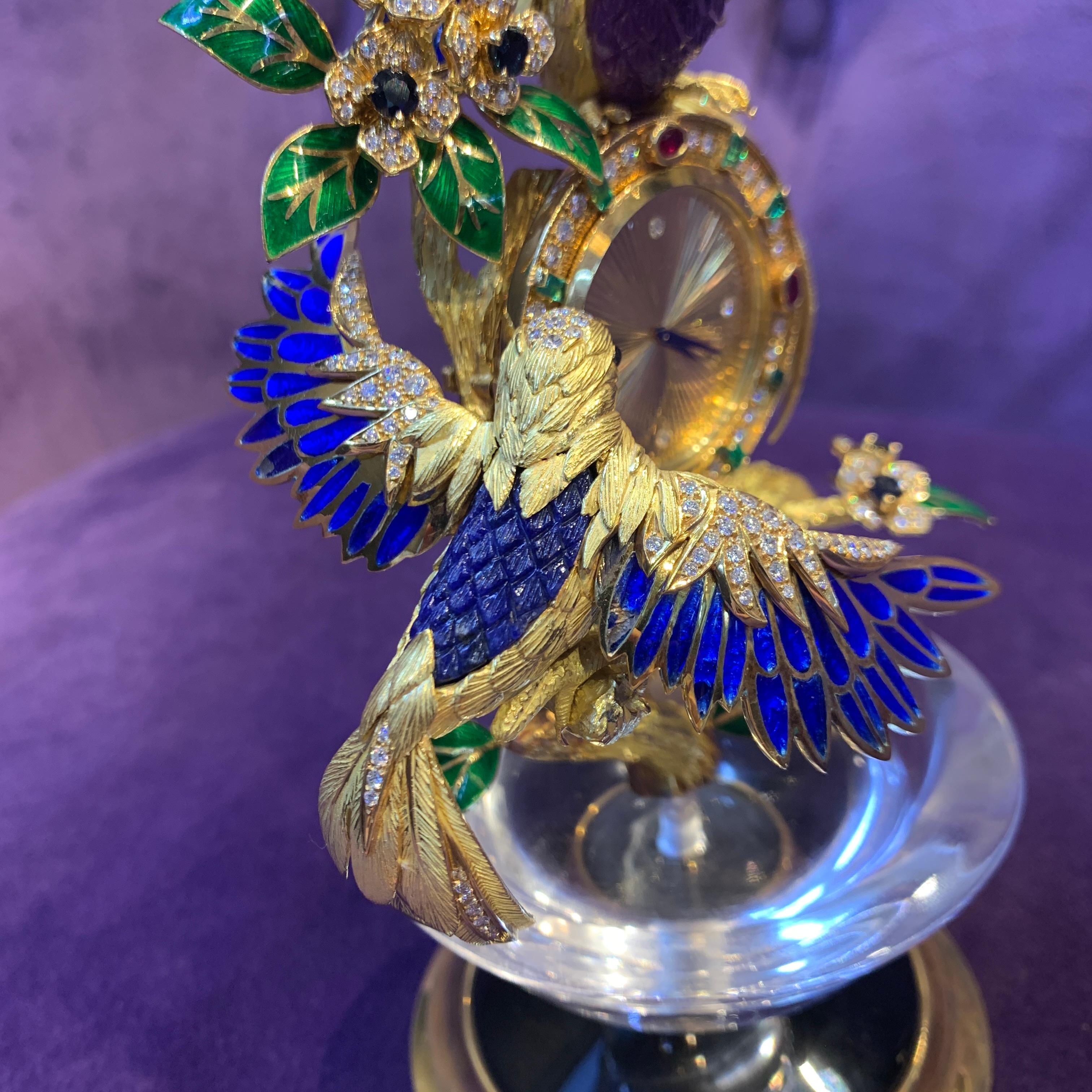 Asprey Gem Set Gold Bird Clock 10