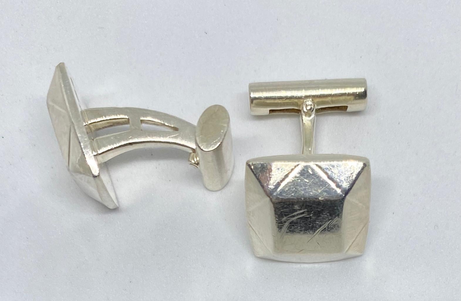 Contemporary Asprey Geometric Cufflinks in Sterling Silver For Sale