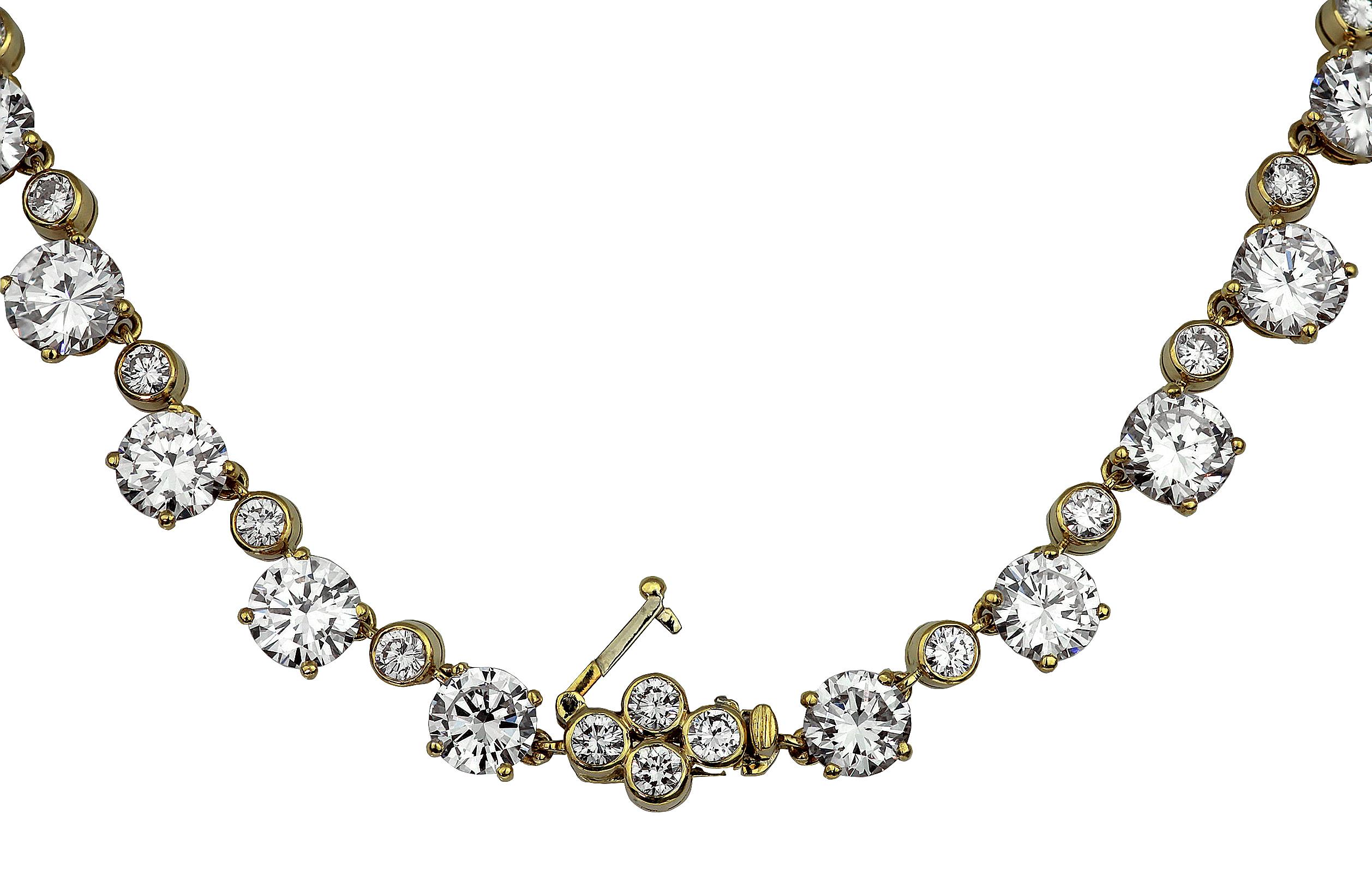 Modern Asprey, GIA Certified Round Big Diamond Riviera Line Necklace/Headpiece/Tiara