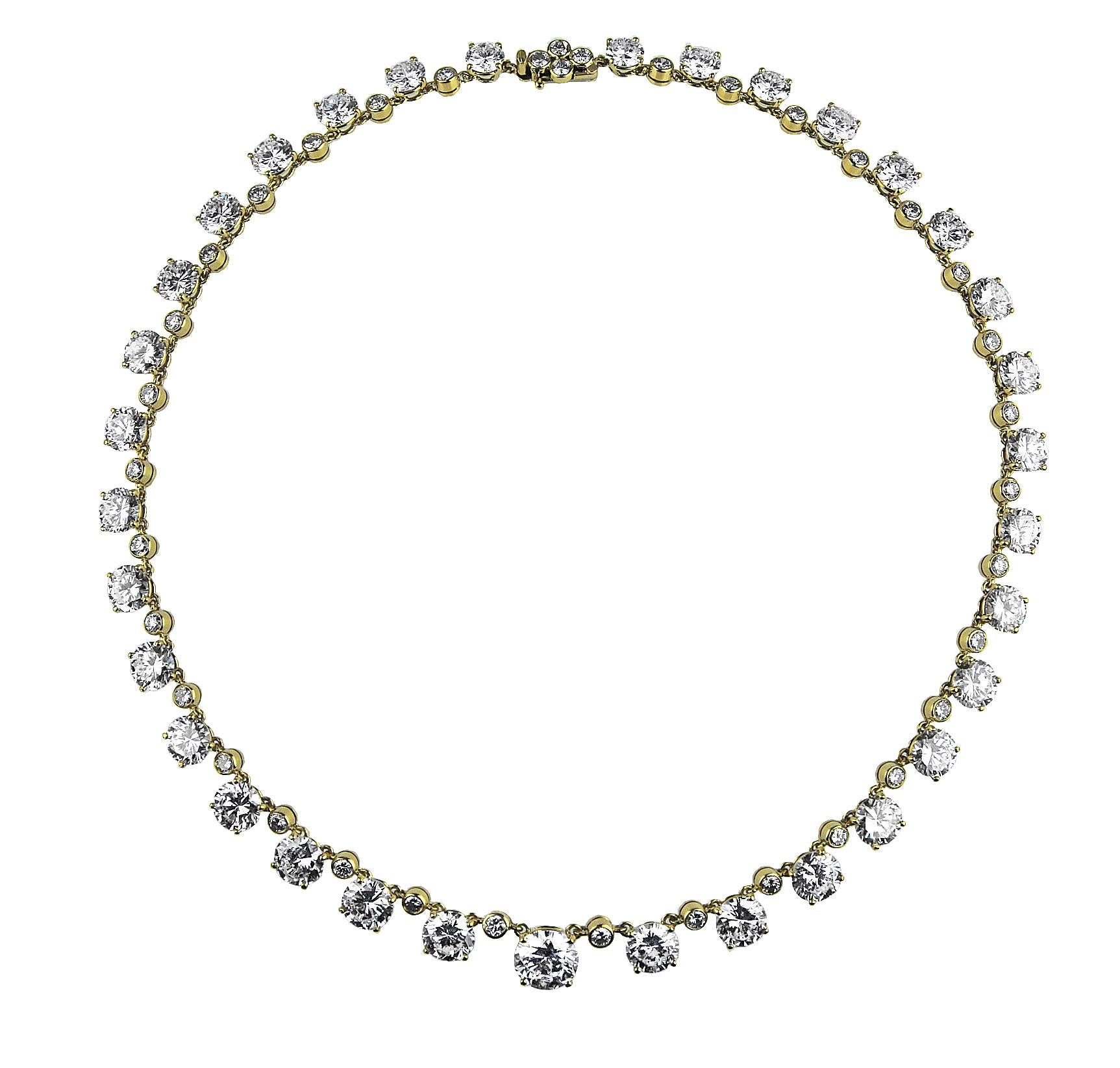 Round Cut Asprey, GIA Certified Round Big Diamond Riviera Line Necklace/Headpiece/Tiara