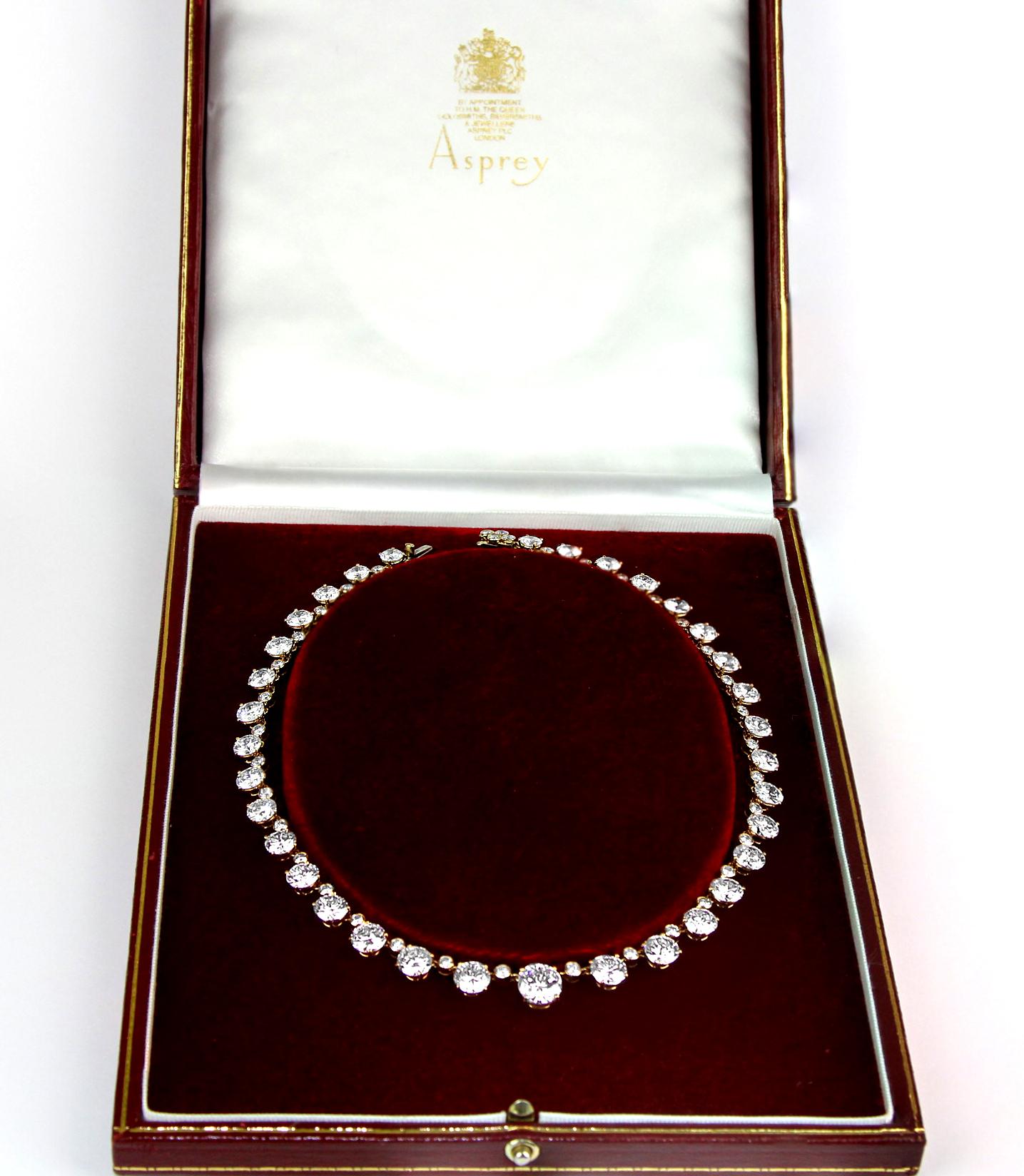 Asprey, GIA Certified Round Big Diamond Riviera Line Necklace/Headpiece/Tiara In Excellent Condition In London, GB