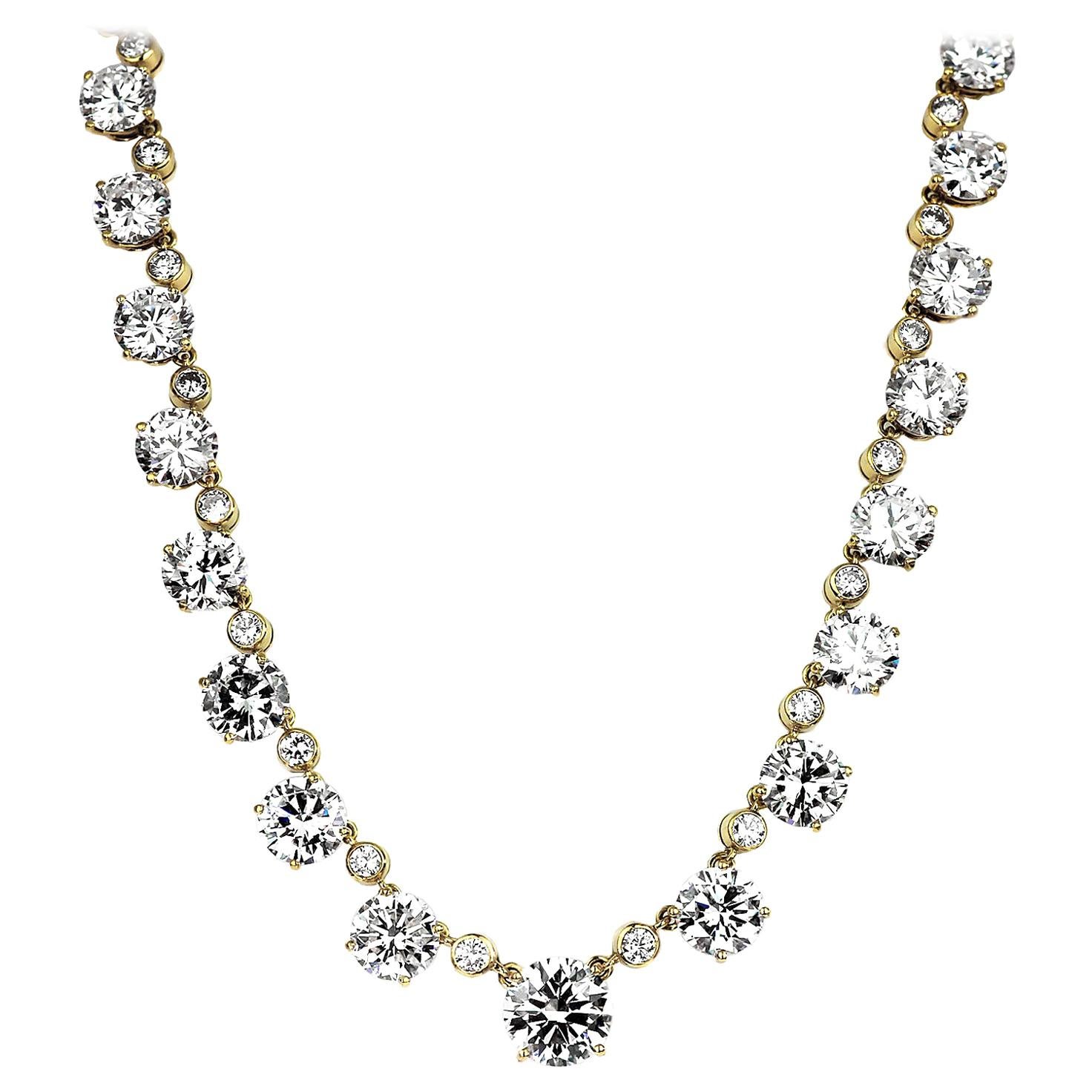 Asprey, GIA Certified Round Big Diamond Riviera Line Necklace/Headpiece/Tiara