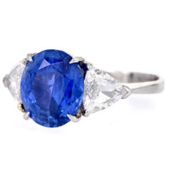 Asprey GIA No Heat SriLanka Sapphire 5.44cts Diamond Platinum Ring