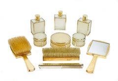 Asprey Gilt Sterling Silver and Celluloid Vanity Set