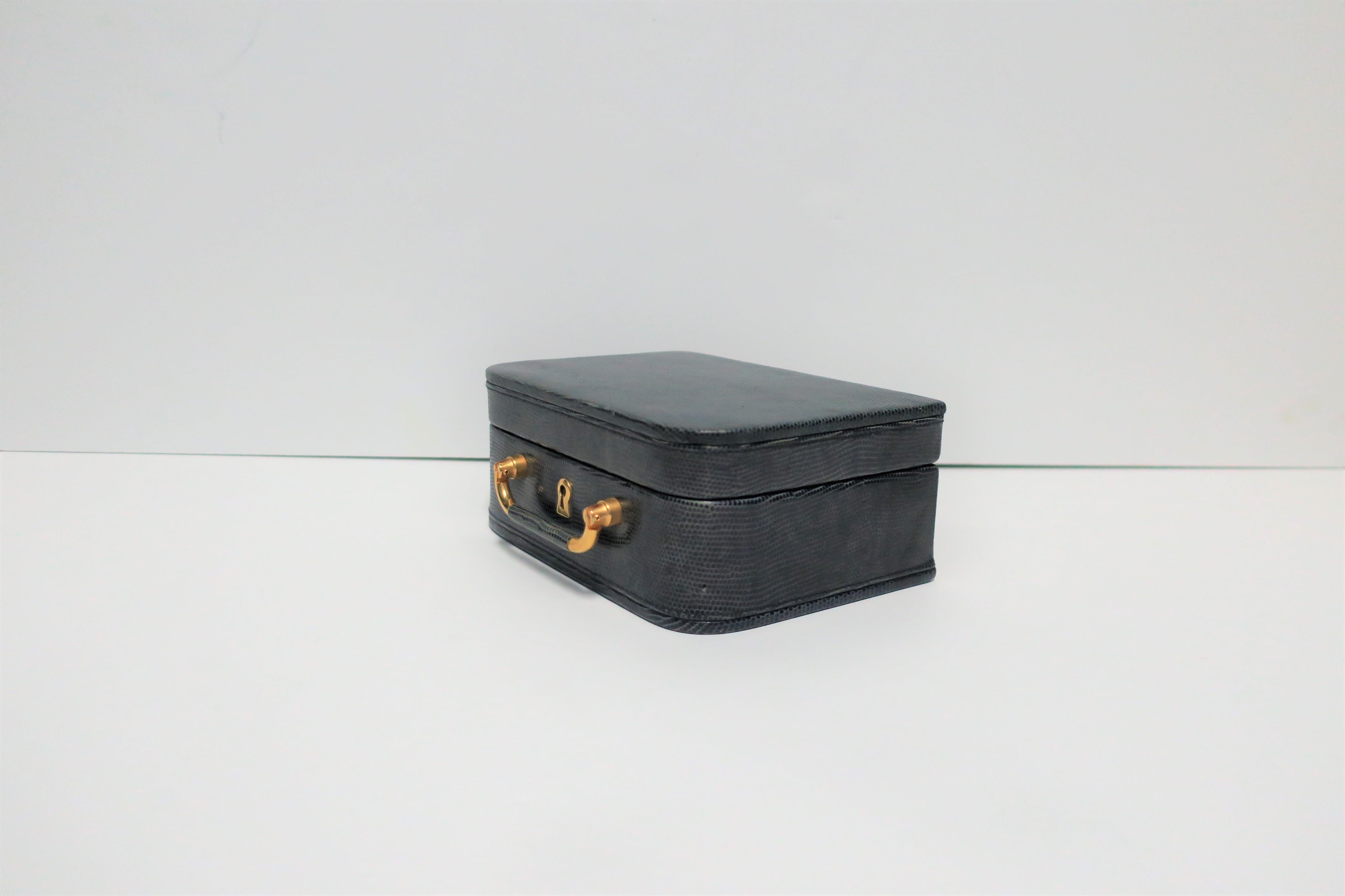 Asprey Gold Brass and Blue Leather Jewelry Box 5