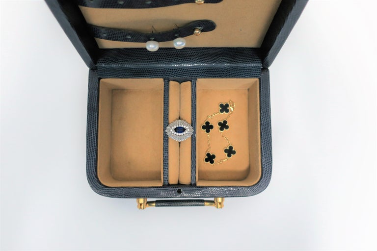 Asprey Gold Brass and Blue Leather Jewelry Box at 1stDibs asprey