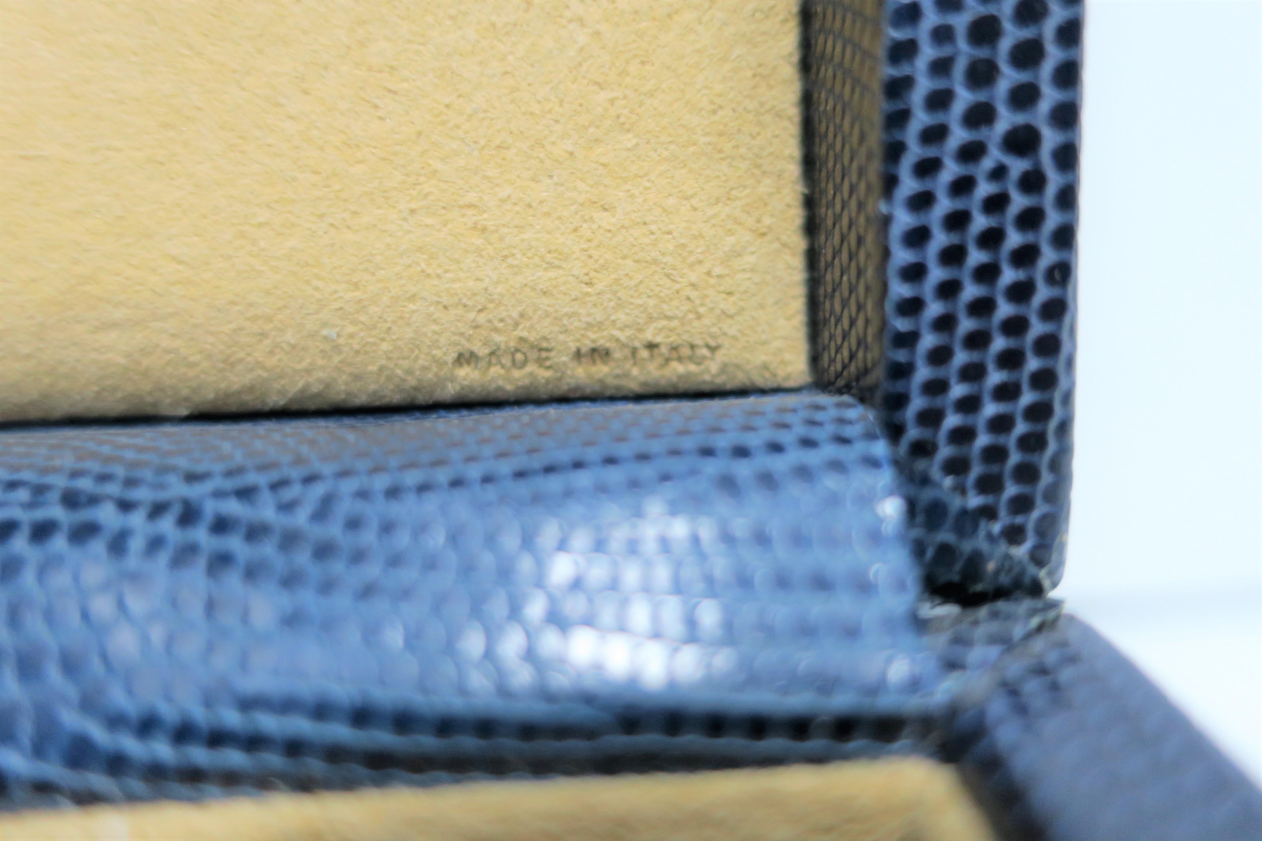 Asprey Gold Brass and Blue Leather Jewelry Box 2