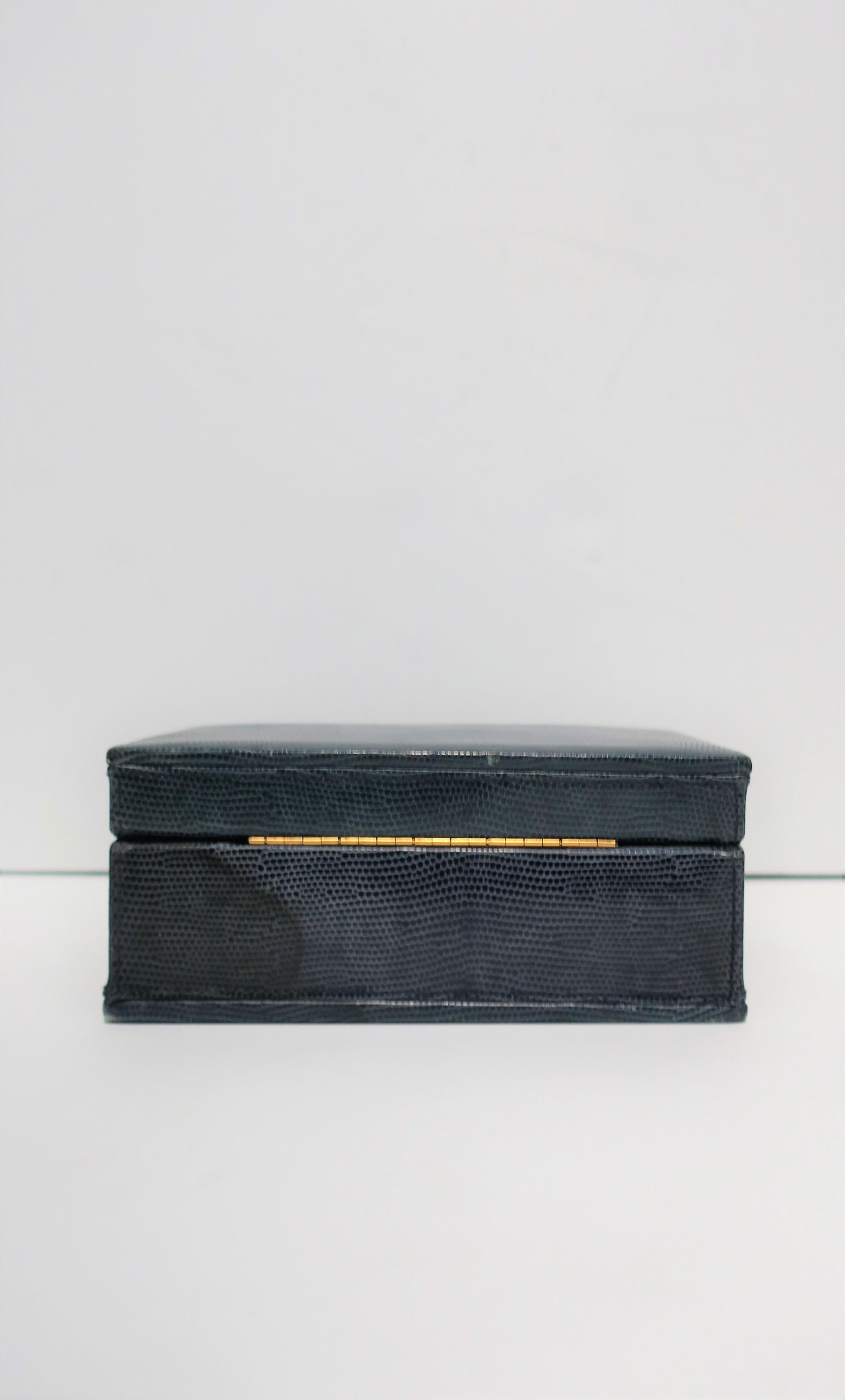 Asprey Gold Brass and Blue Leather Jewelry Box 3