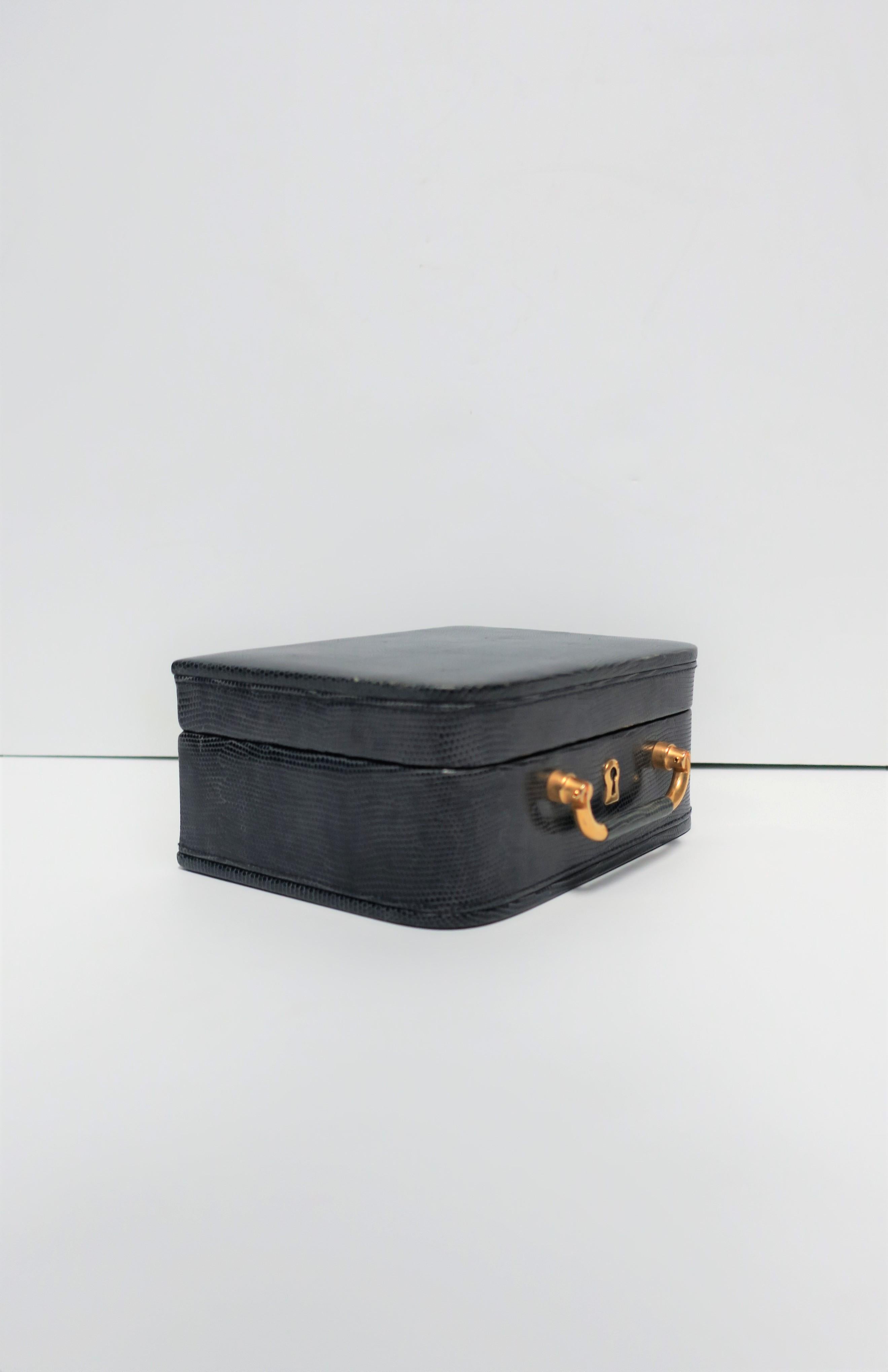 Asprey Gold Brass and Blue Leather Jewelry Box 4