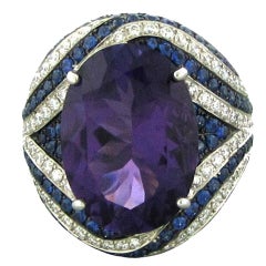 Asprey Gold Diamond Amethyst Sapphire Ring