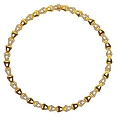 Vintage Asprey Gold Diamond Chain Link Necklace