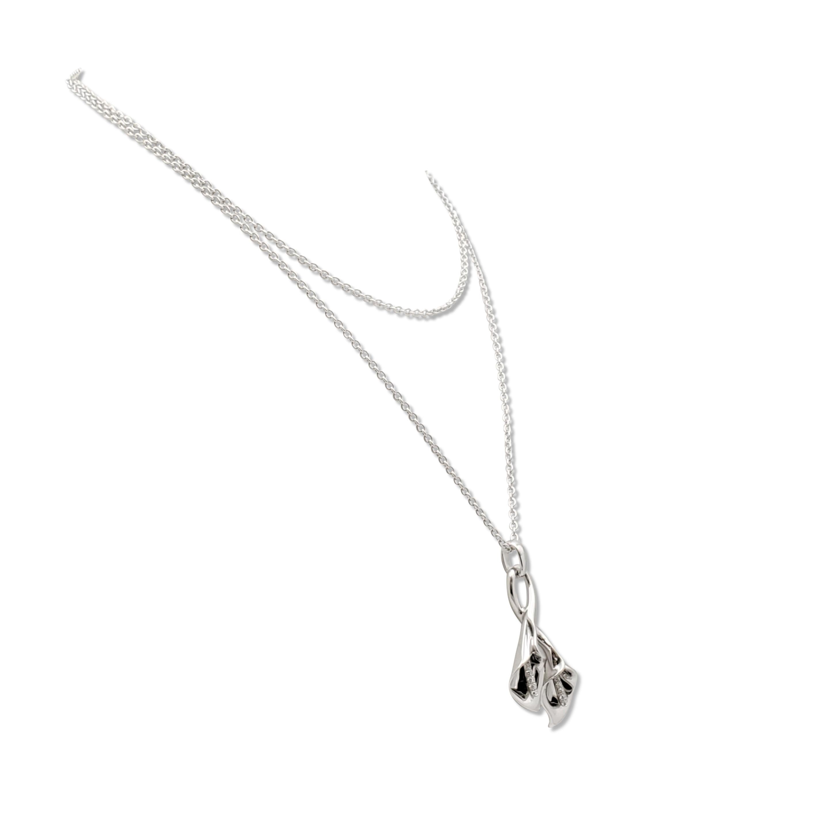 Round Cut Asprey 'Lily' White Gold and Diamond Pendant Necklace