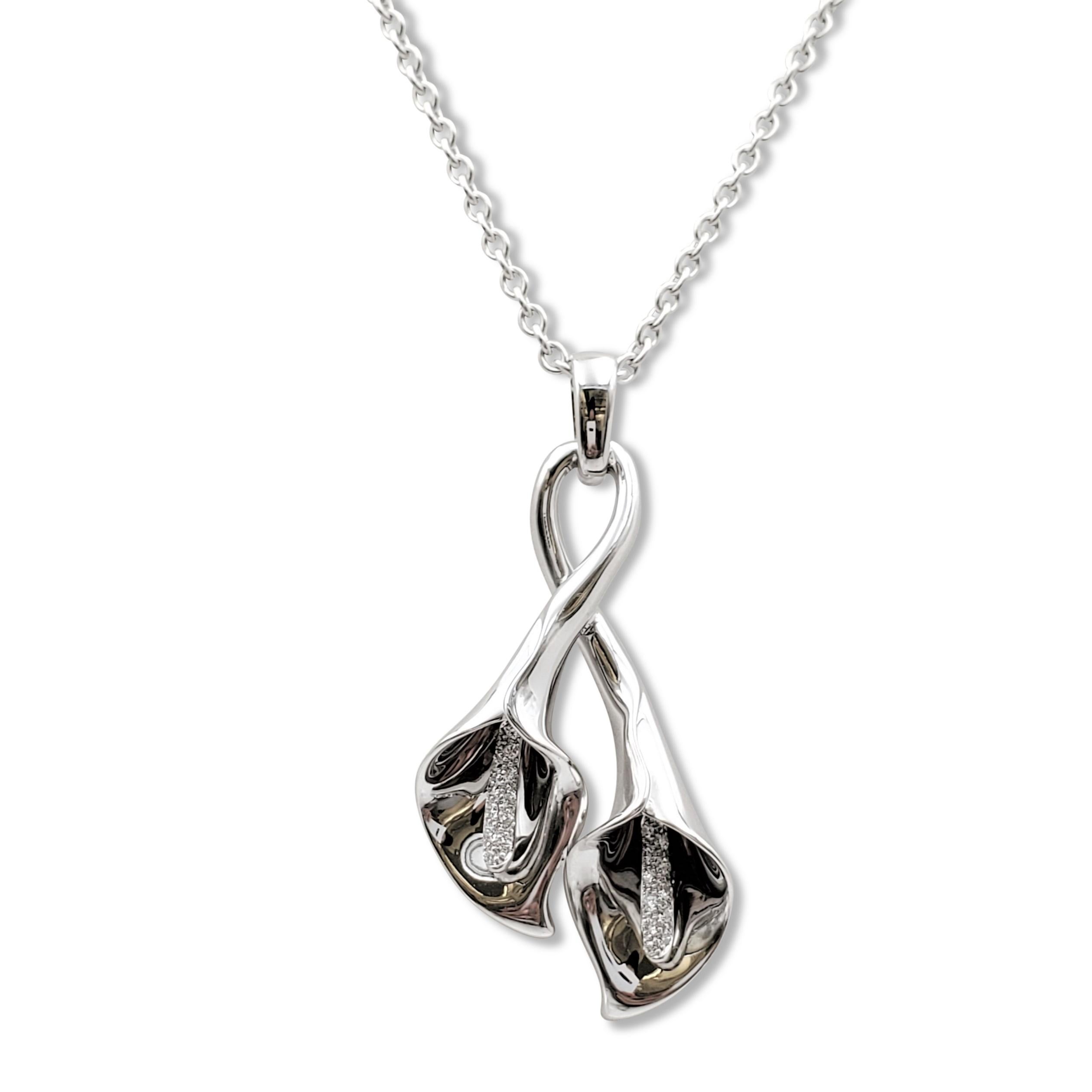 Asprey 'Lily' White Gold and Diamond Pendant Necklace In Excellent Condition In New York, NY