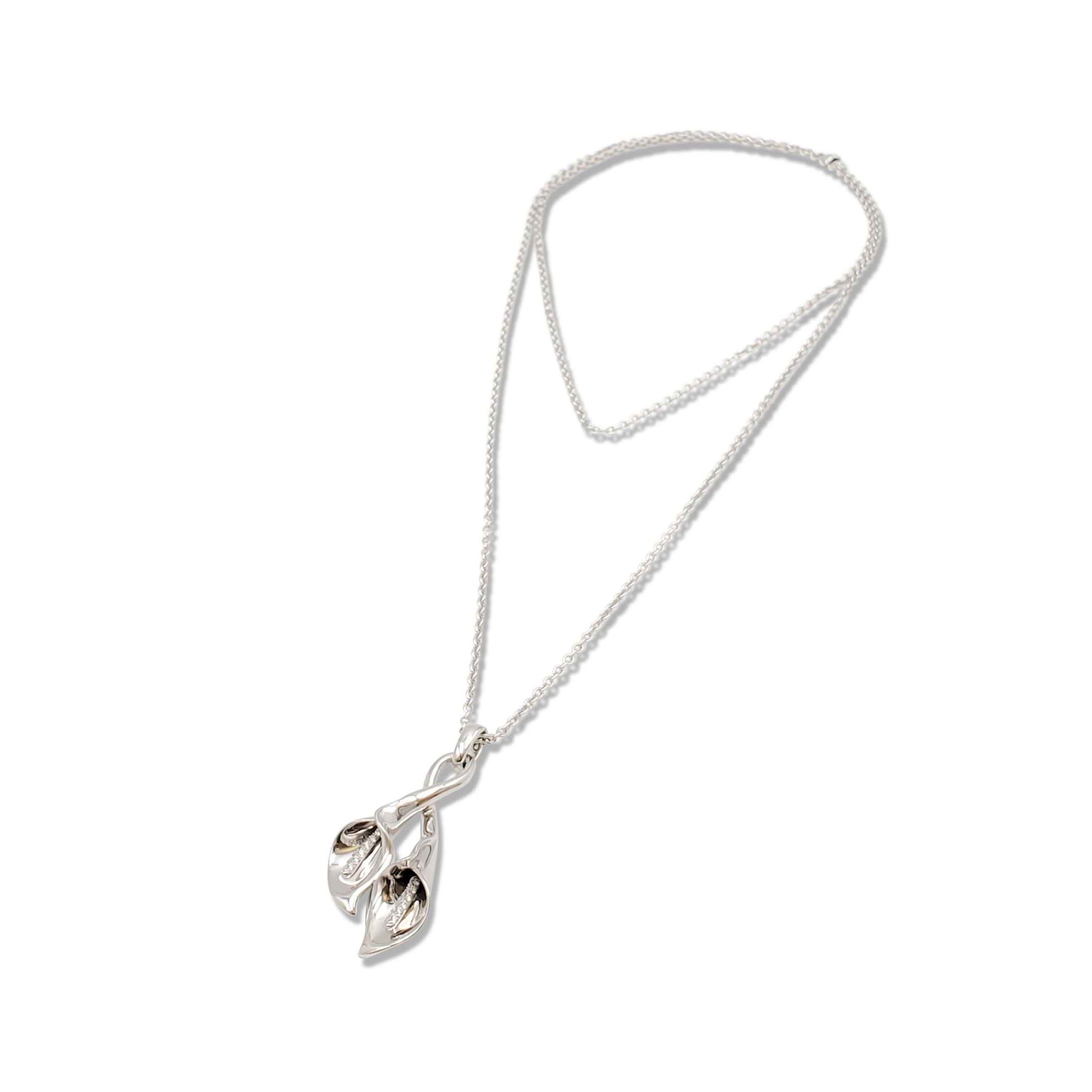Women's or Men's Asprey 'Lily' White Gold and Diamond Pendant Necklace