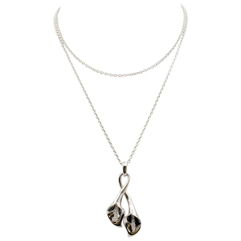 Asprey 'Lily' White Gold and Diamond Pendant Necklace at 1stDibs