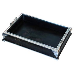 ASPREY London 1874 Elegant Desk Tray In Wood And .925 Sterling Silver