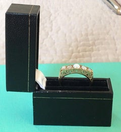 Asprey London 1889 5 Opal and 9 Carat Gold Ring Fully Hallmarked Stamped Signed