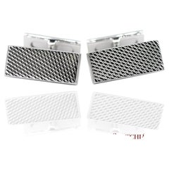 Asprey London 18K 750 Solid White Gold Classic Rectangular Crosshatch Cufflinks