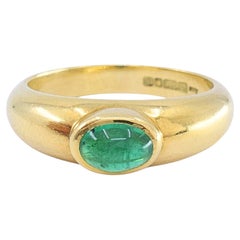 Asprey London 18k Gold Oval Cabochon Emerald Ring