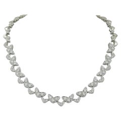 Asprey London 18K White Gold 6.9 ct Round Brilliant Cut Diamond Chevron Necklace