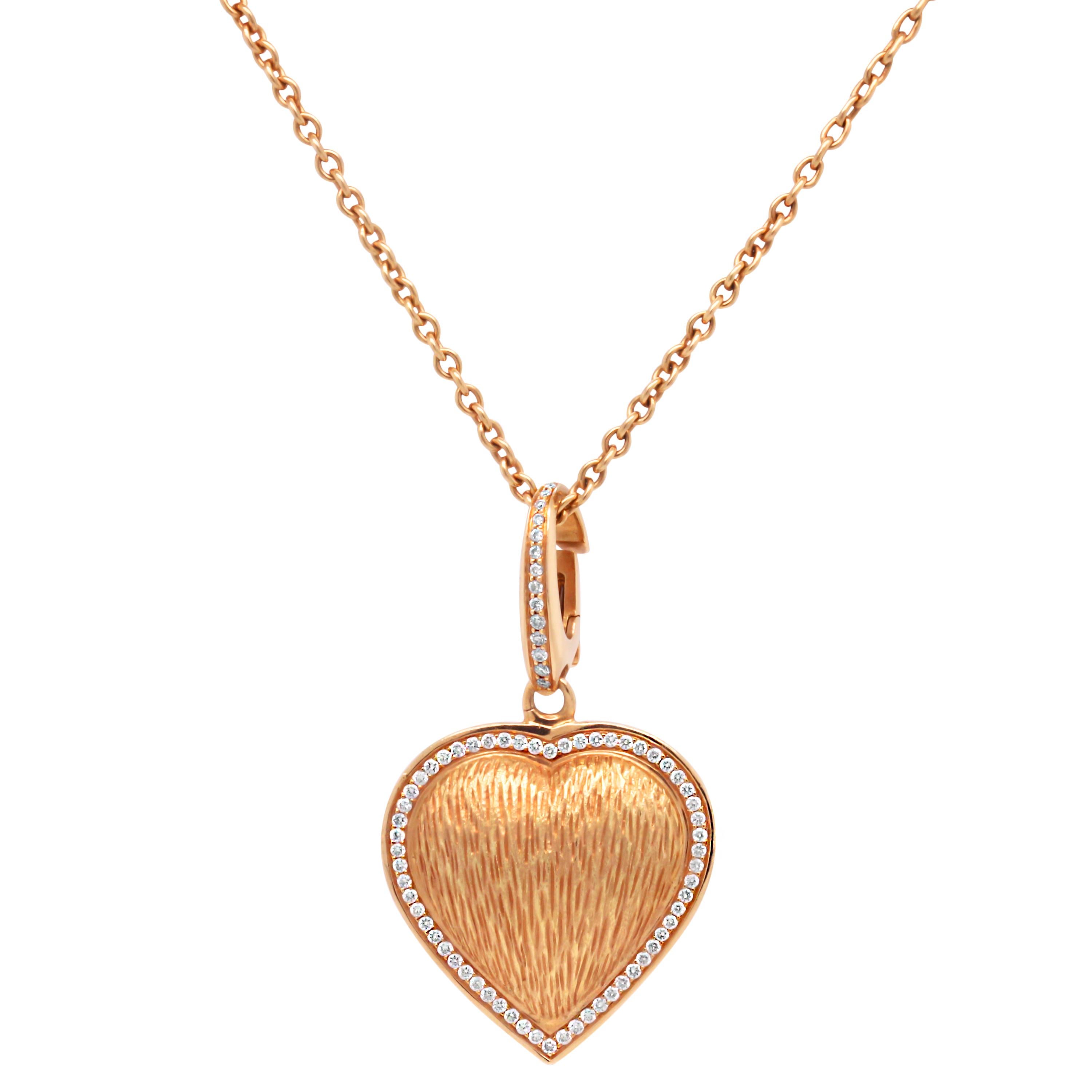 Contemporary Asprey London 18 Karat Gold and Diamond Heart Enhancer Pendant with Chain