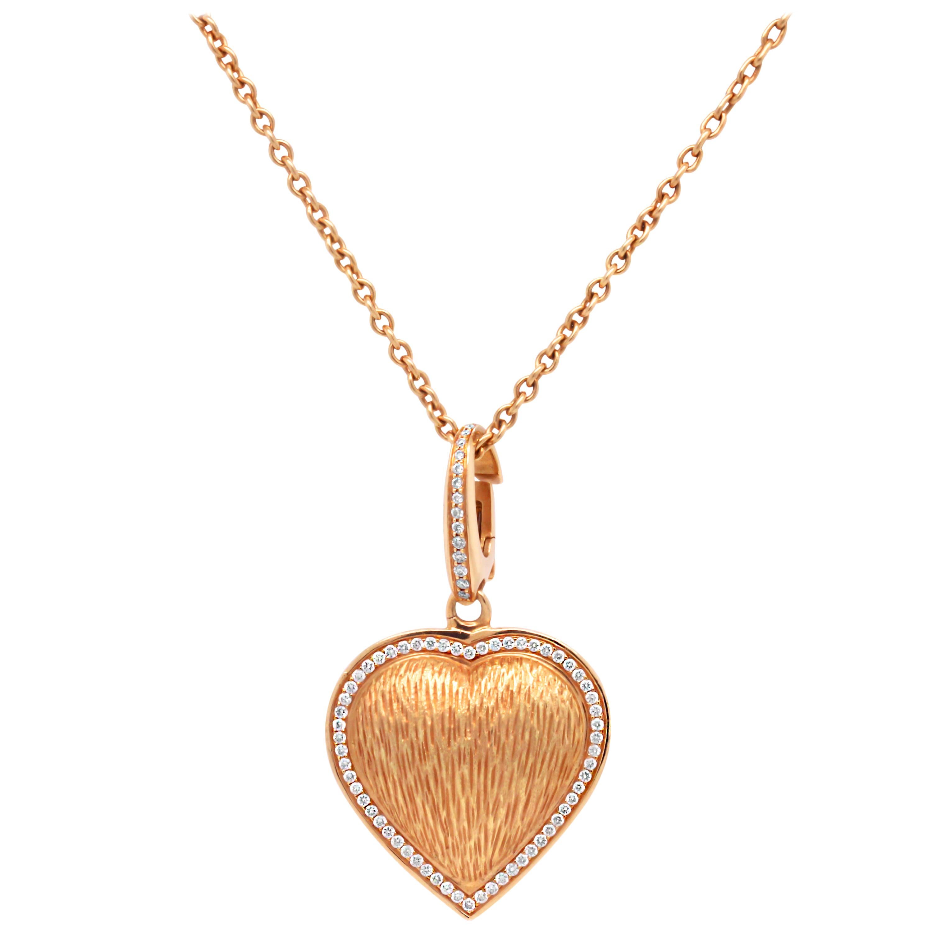 Asprey London 18 Karat Gold and Diamond Heart Enhancer Pendant with Chain