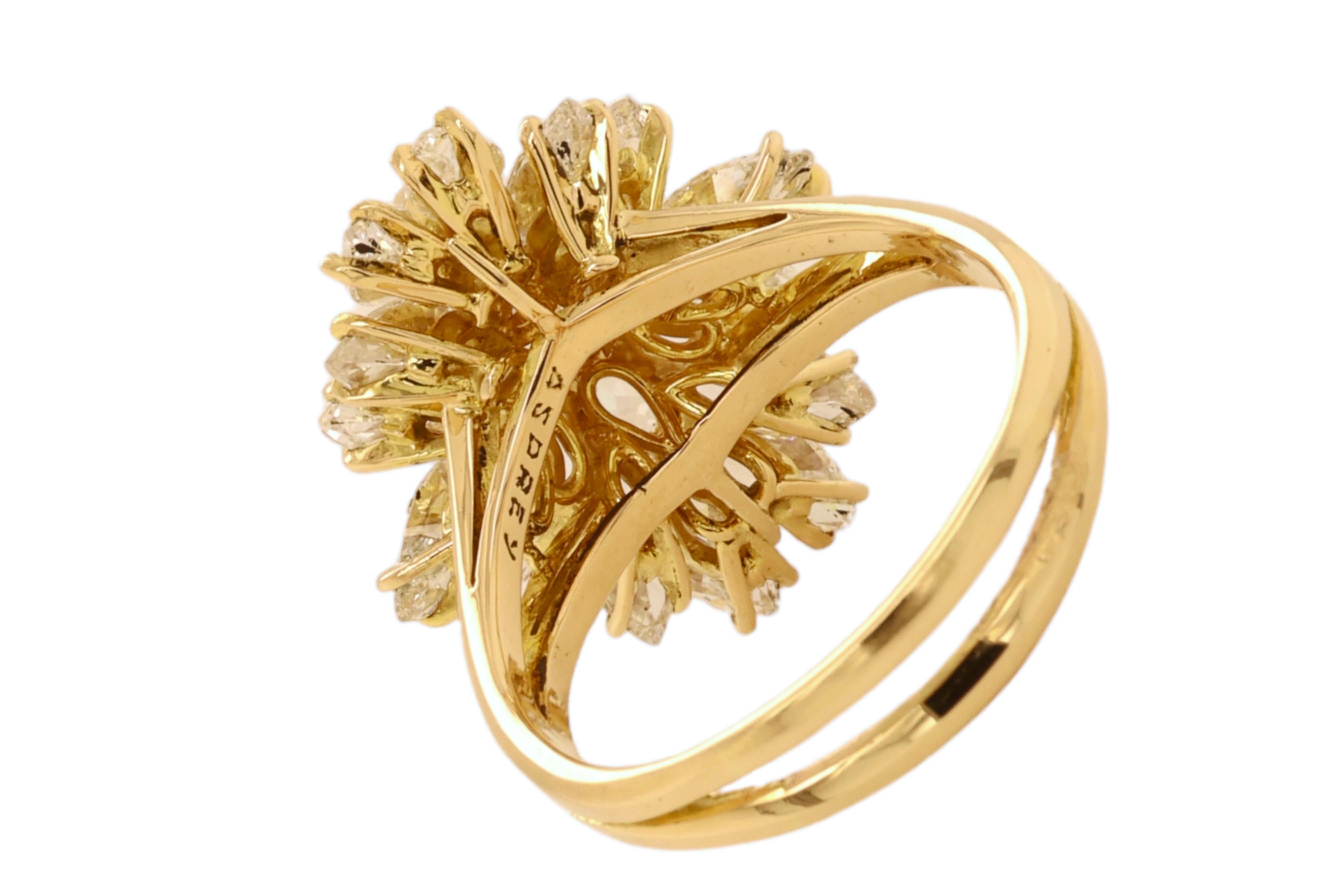 Asprey London 18kt. Yellow Gold Ring With 3.23 ct. Pear & Marquise Cut Diamonds For Sale 2