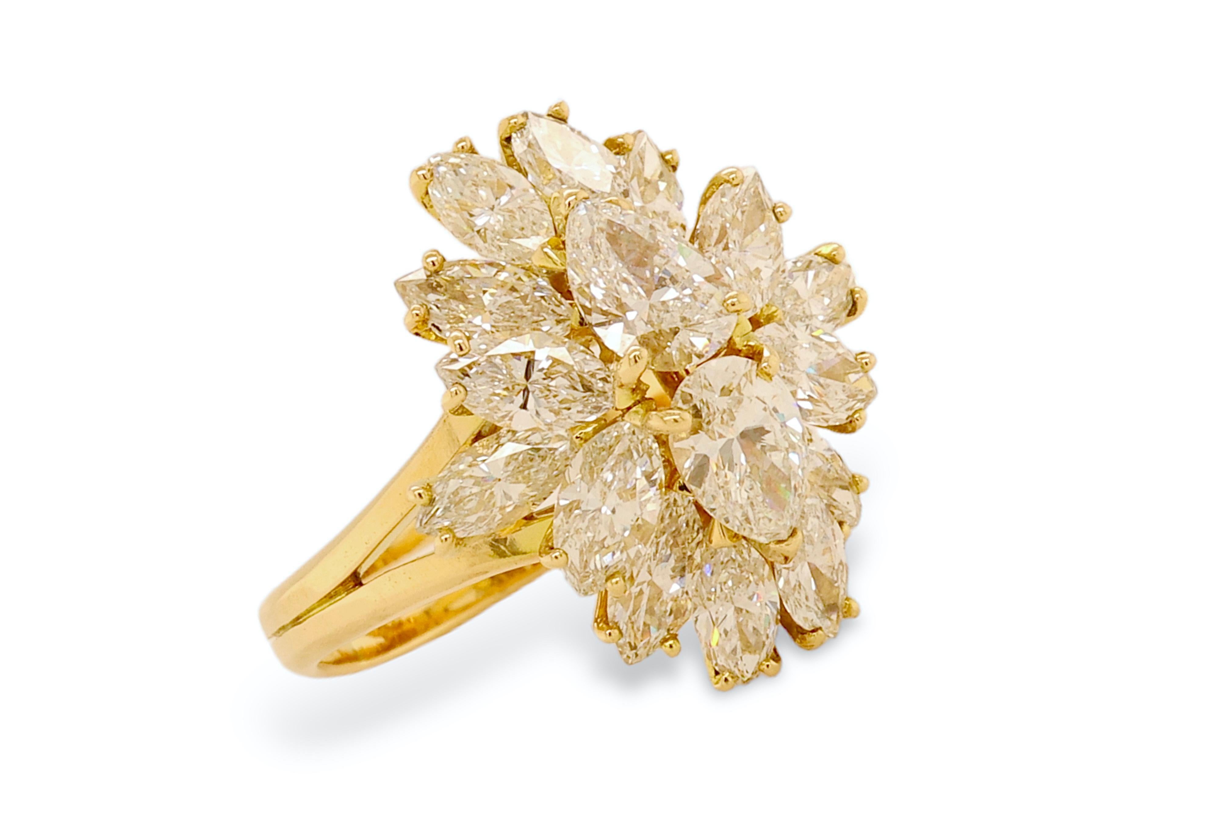 Asprey London 18kt. Yellow Gold Ring With 3.23 ct. Pear & Marquise Cut Diamonds For Sale 4