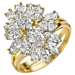 Asprey London 18kt. La bague en or jaune de 3,23 carats Diamants taille poire et marquise