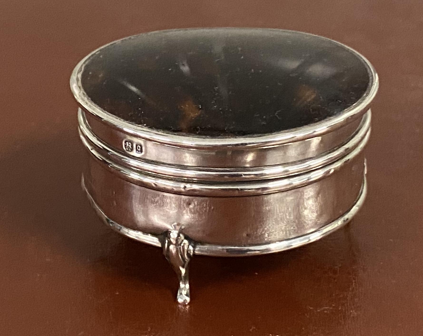 Asprey London 1929 Sterling Silver Jewelry Trinket Pot Box Faux Tortoiseshell 3