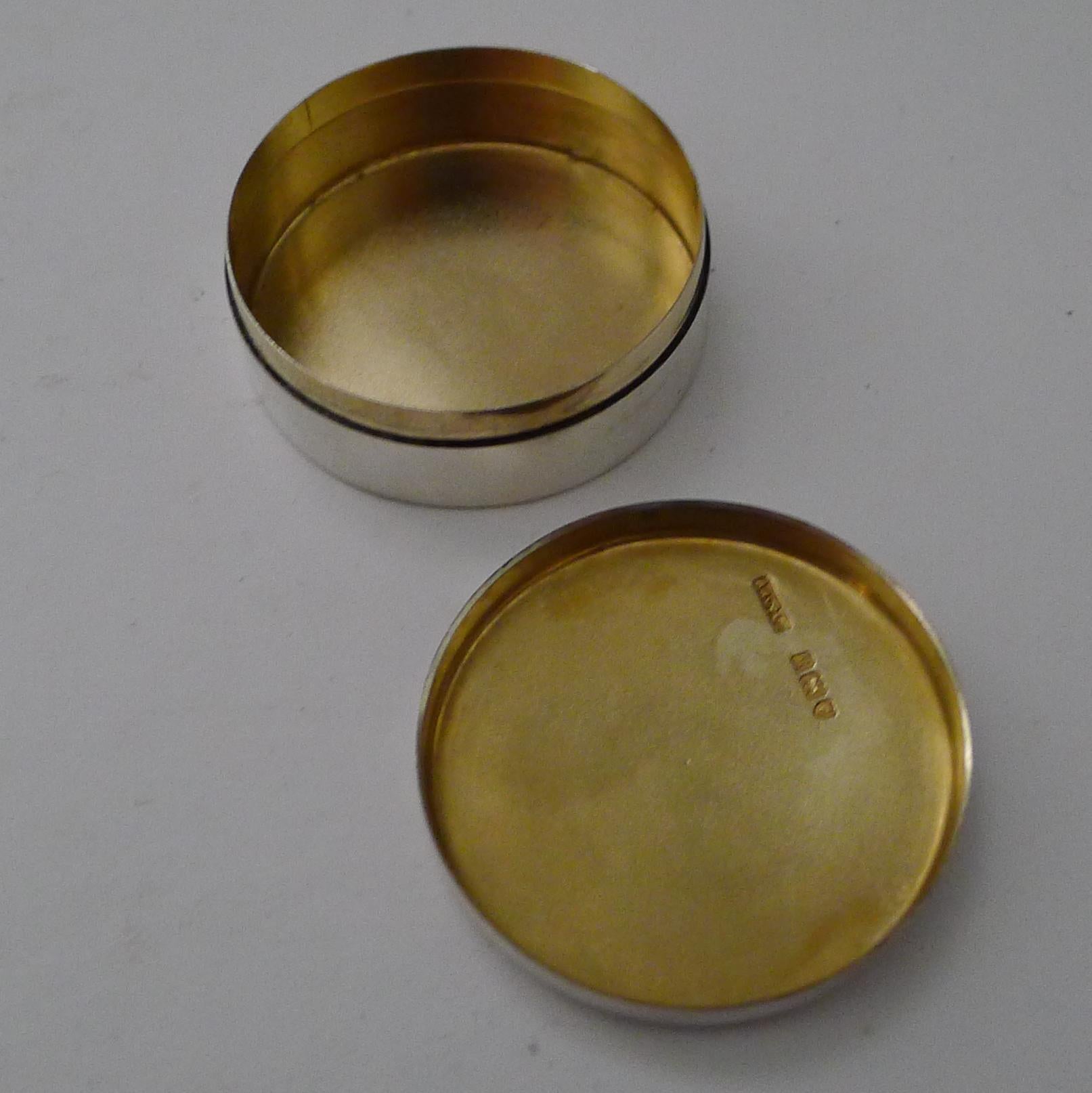British Asprey, London, Antique English Sterling Silver Pill Box, 1911