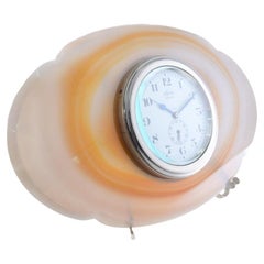 Asprey London, Art Deco Agate Stone Desk Clock One of One 1930's