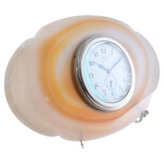 Asprey London, Art Deco Agate Stone Desk Clock One of One 1930's