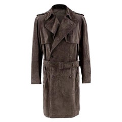 Asprey London Brown Suede Trench Coat - Size US M 