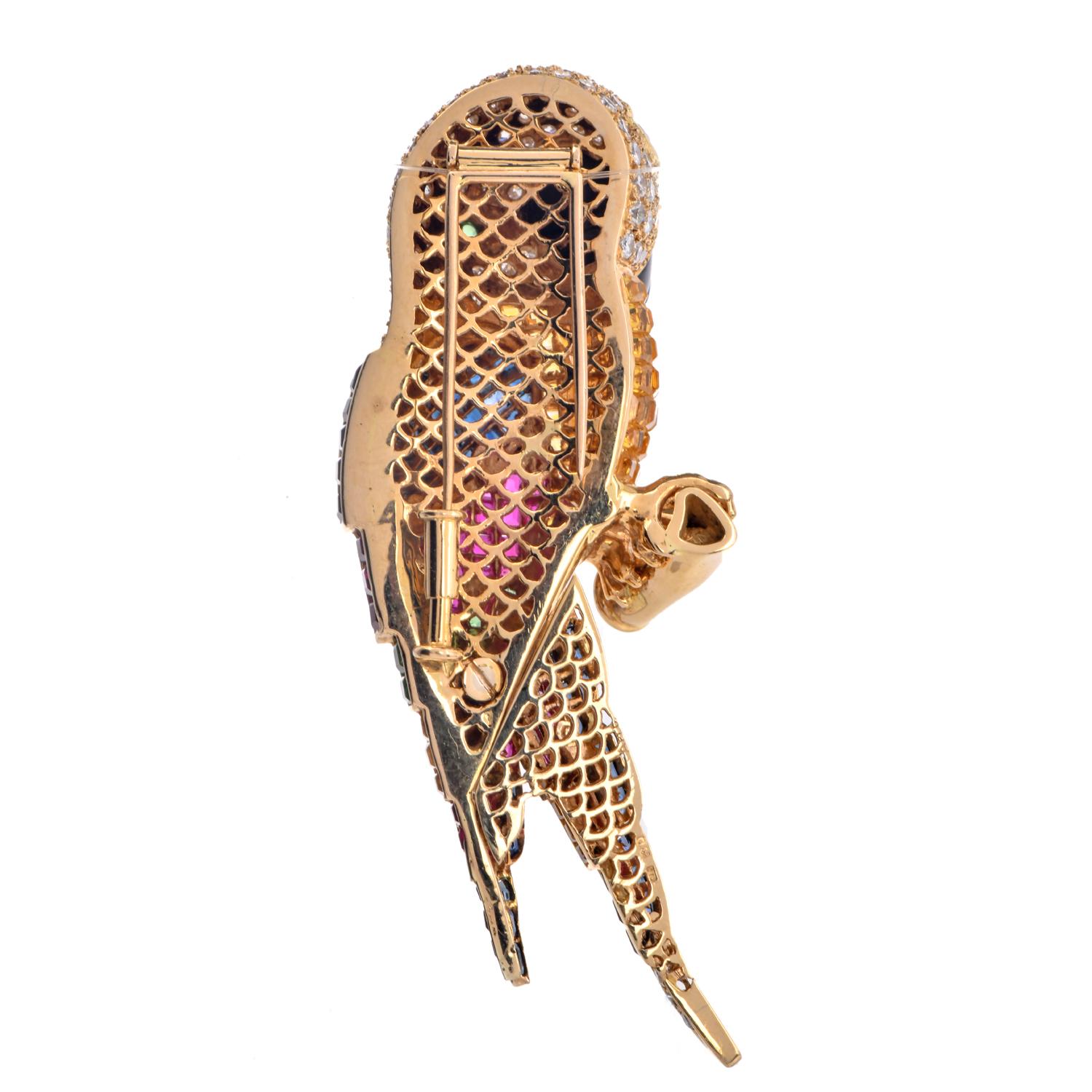 Asprey London Diamant 16,10cts Multigems 18K Gold Papagei-Brosche/Anstecknadel im Zustand „Hervorragend“ im Angebot in Miami, FL