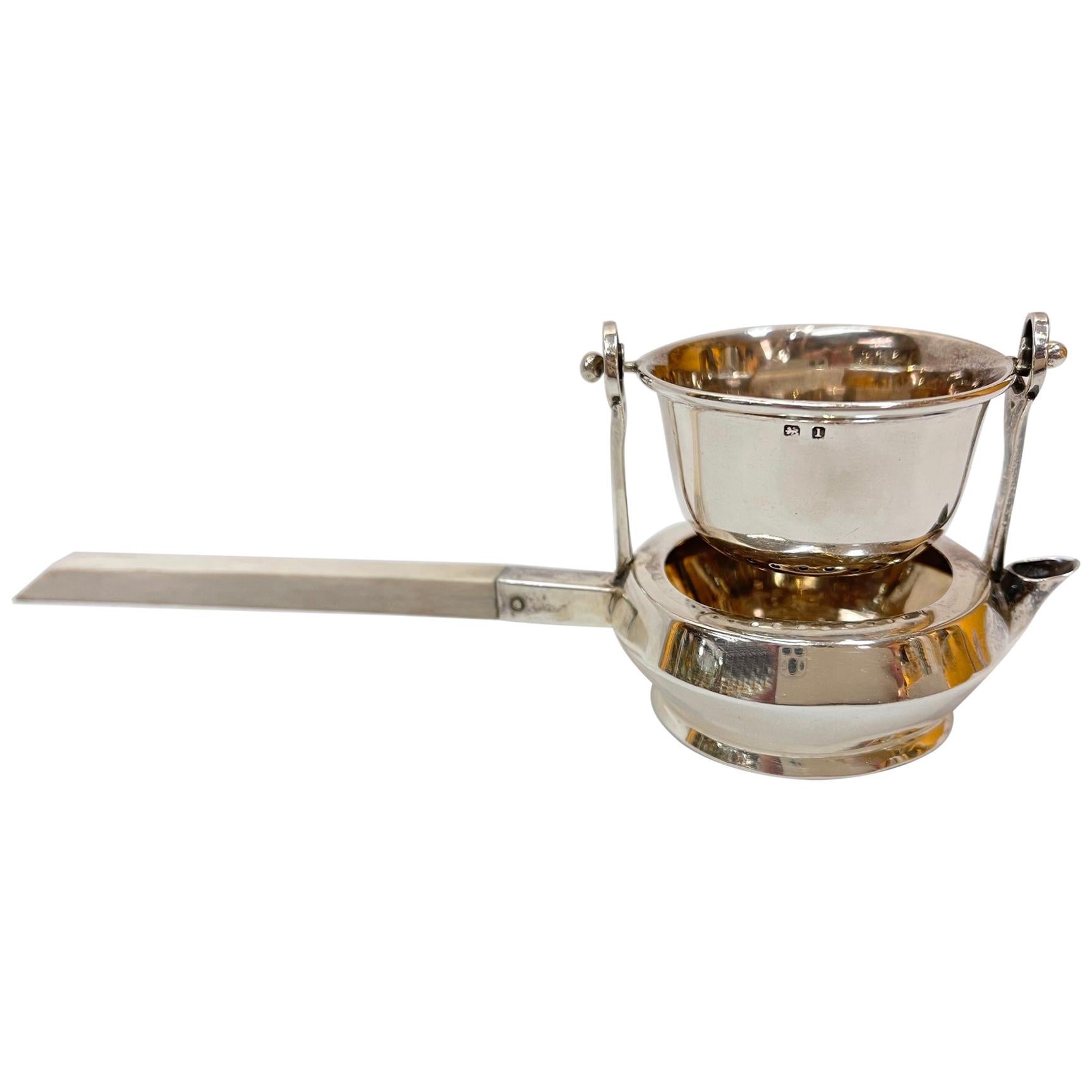 Asprey London Edwardian Sterling Silver Swivel Tea Strainer with Handle