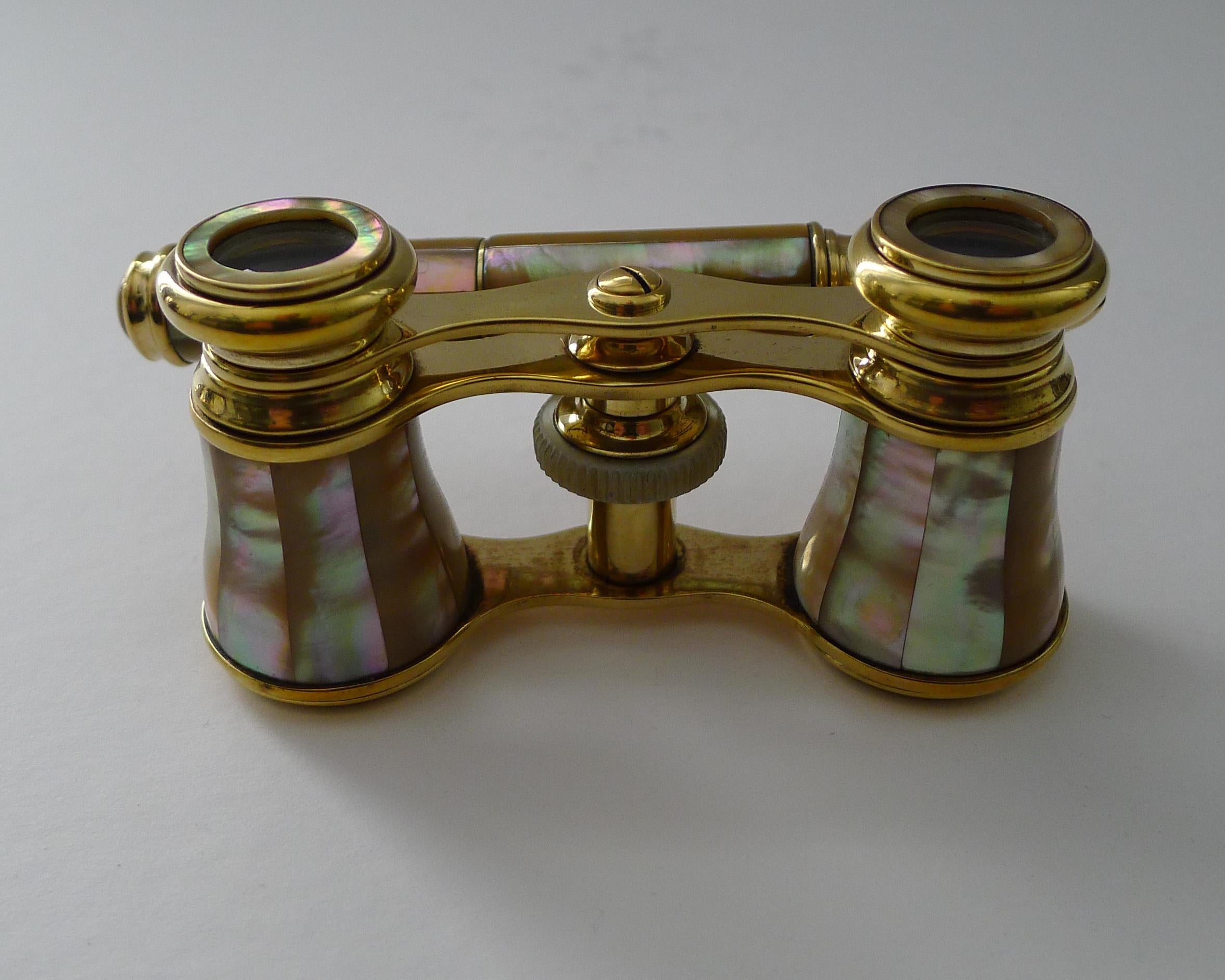French Asprey, London - Pair Mother of Pearl Opera Glasses c.1910/1920