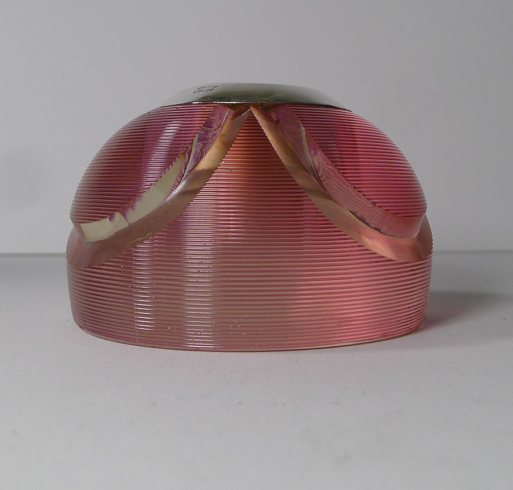 Early 20th Century Asprey, London, Red Silver Mounted Match Strike, 1913 For Sale
