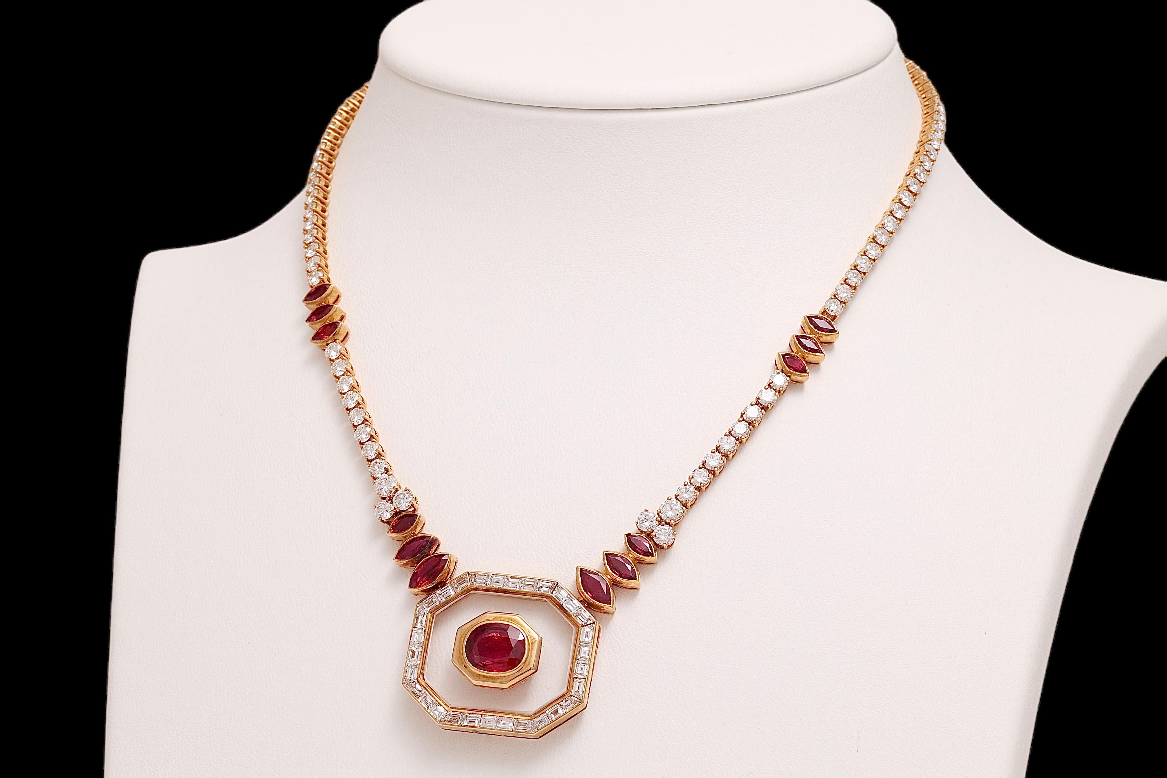 Asprey London Ruby & Diamonds Necklace, Estate Sultan Oman Qaboos Bin Said  For Sale 2