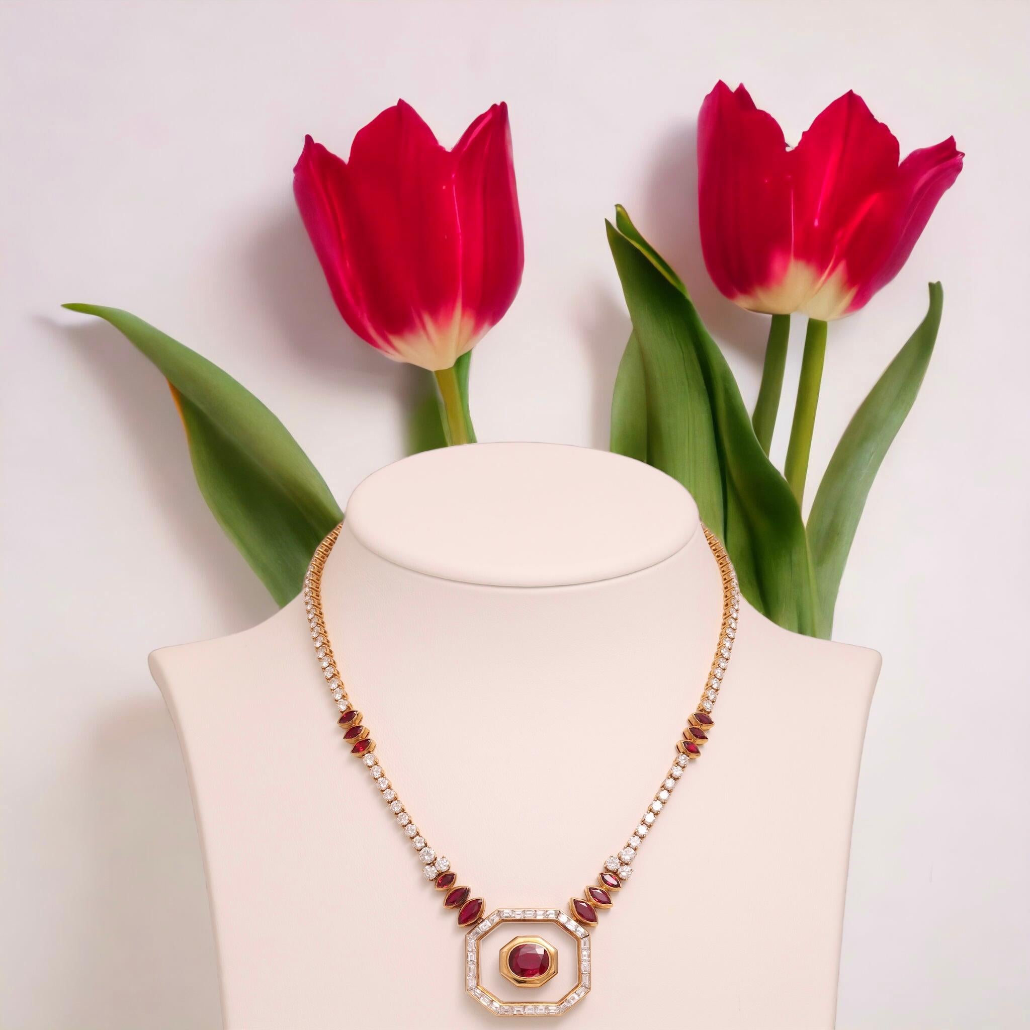 Asprey London Ruby & Diamonds Necklace, Estate Sultan Oman Qaboos Bin Said  For Sale 3