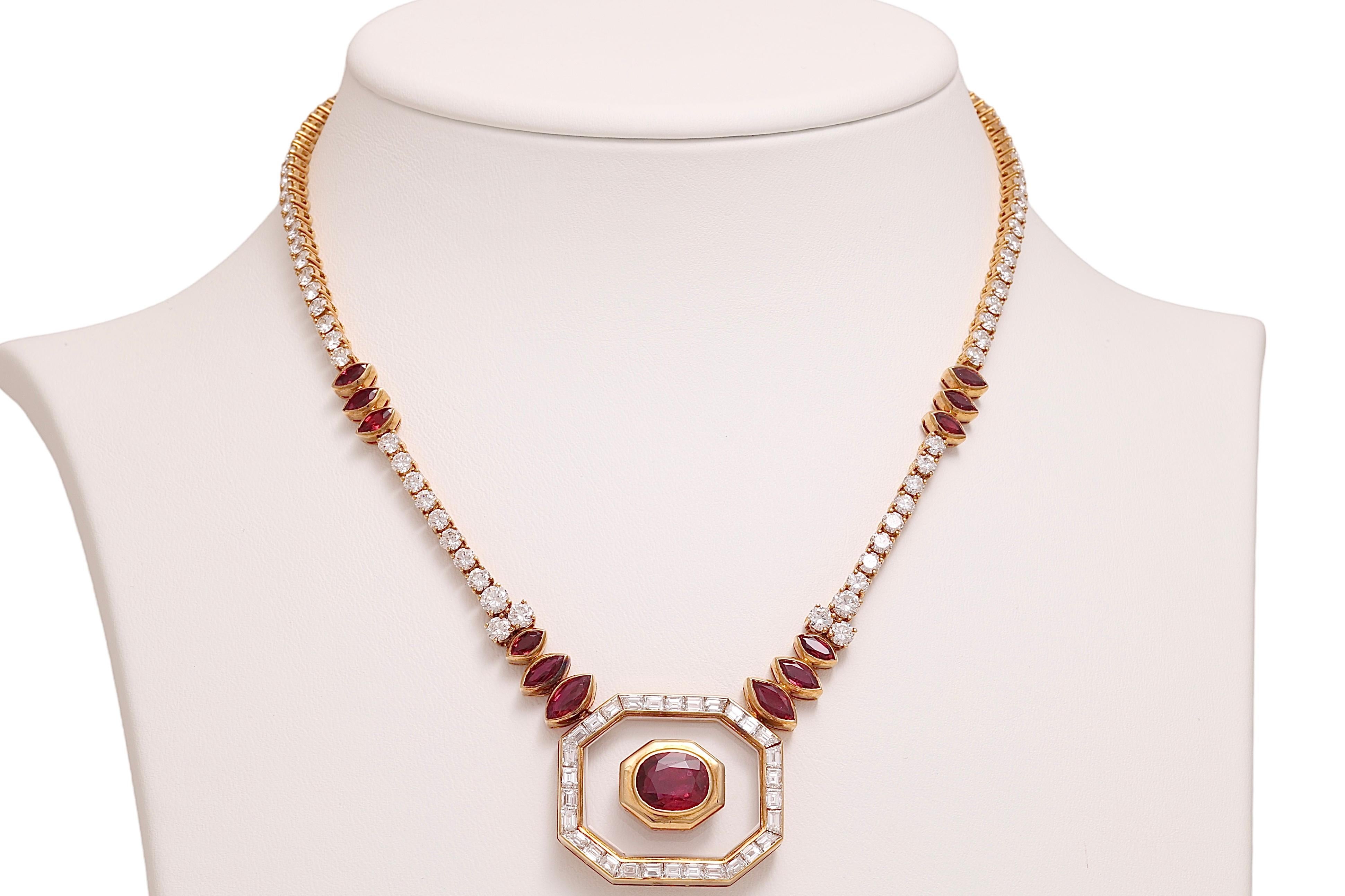 Asprey London Ruby & Diamonds Necklace, Estate Sultan Oman Qaboos Bin Said  For Sale 4