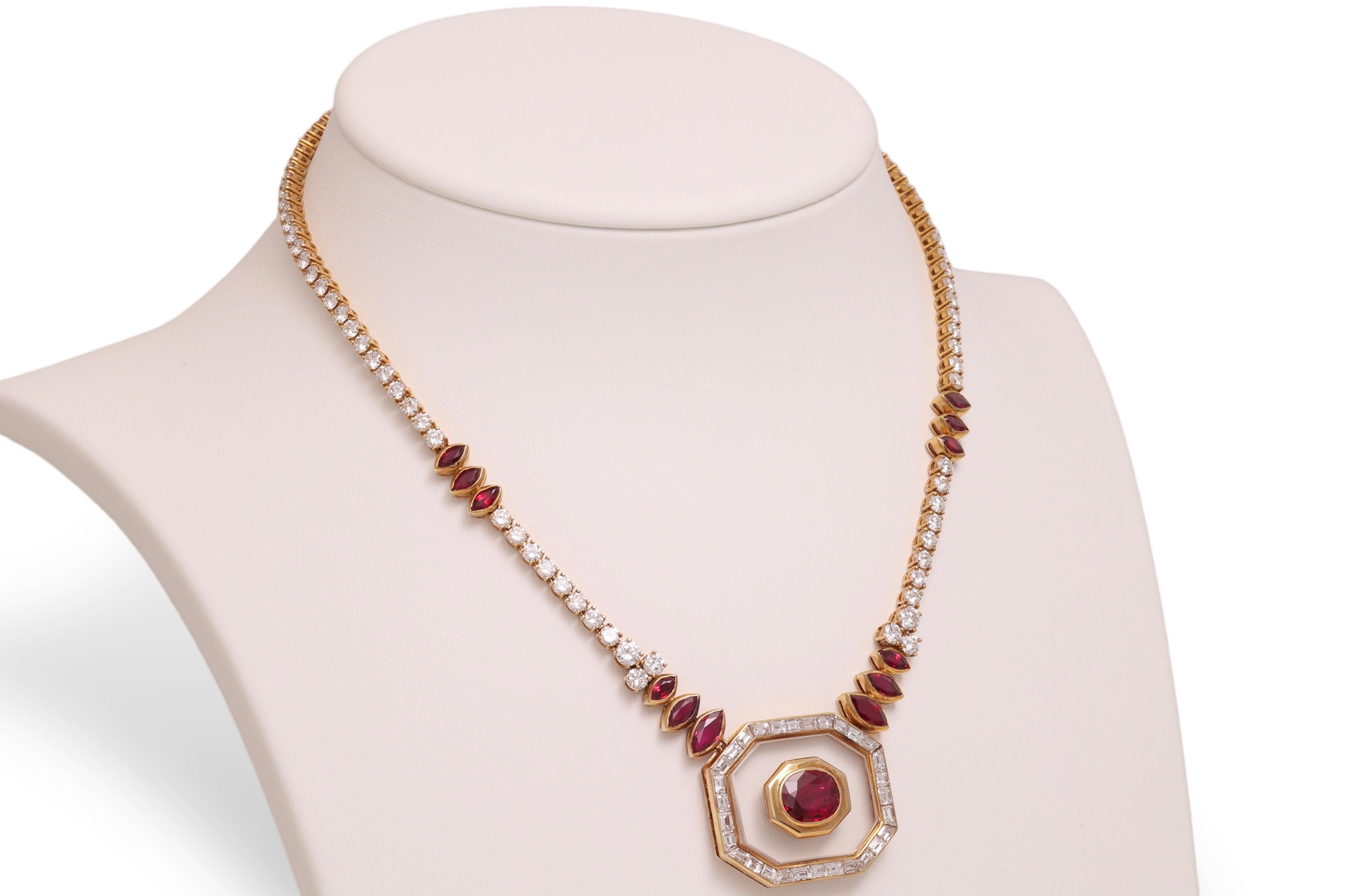 Asprey London Ruby & Diamonds Necklace, Estate Sultan Oman Qaboos Bin Said  For Sale 7