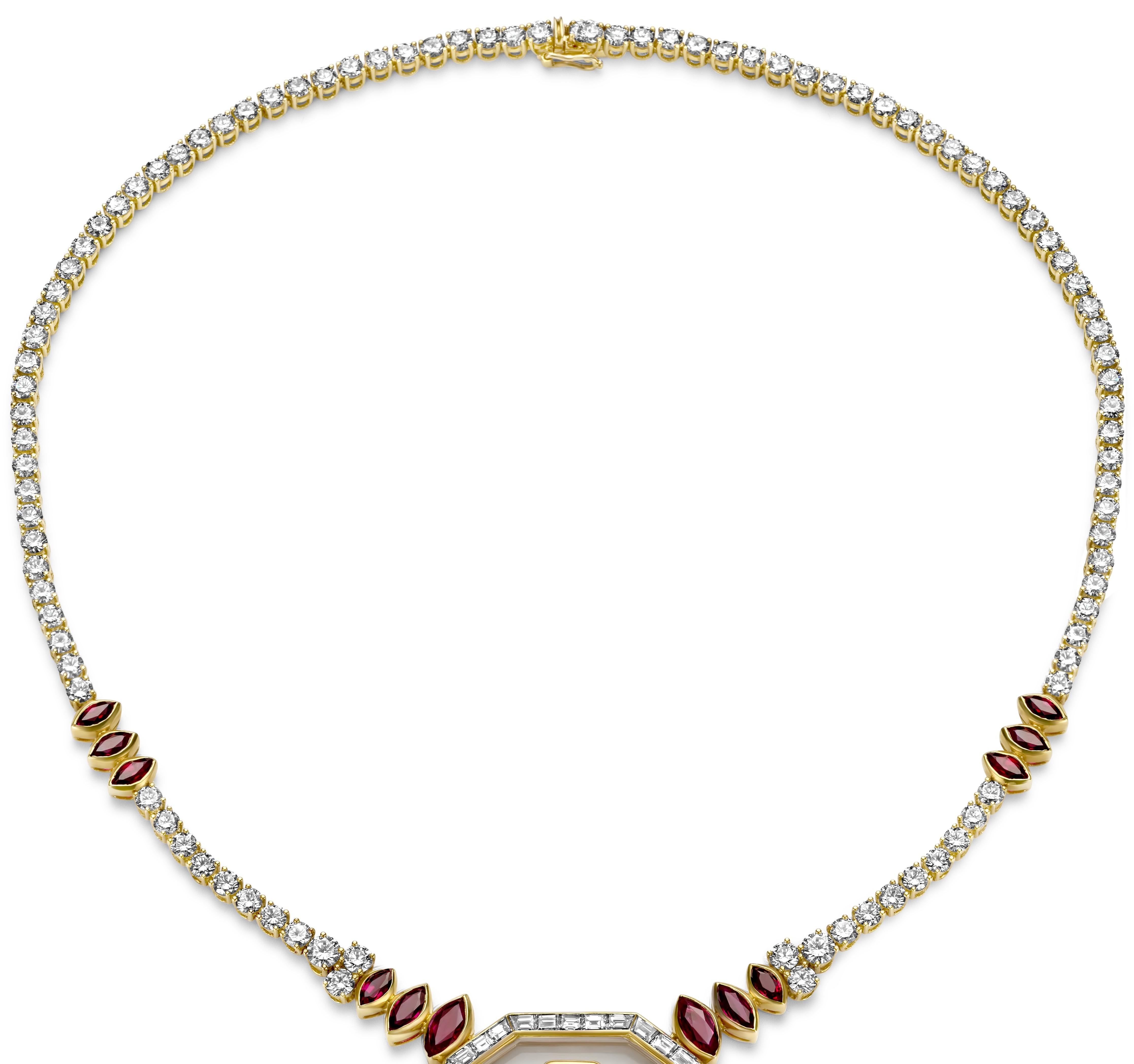 Asprey London Collar de Rubíes y Diamantes, Patrimonio Sultán Omán Qaboos Bin Said  Corte brillante en venta