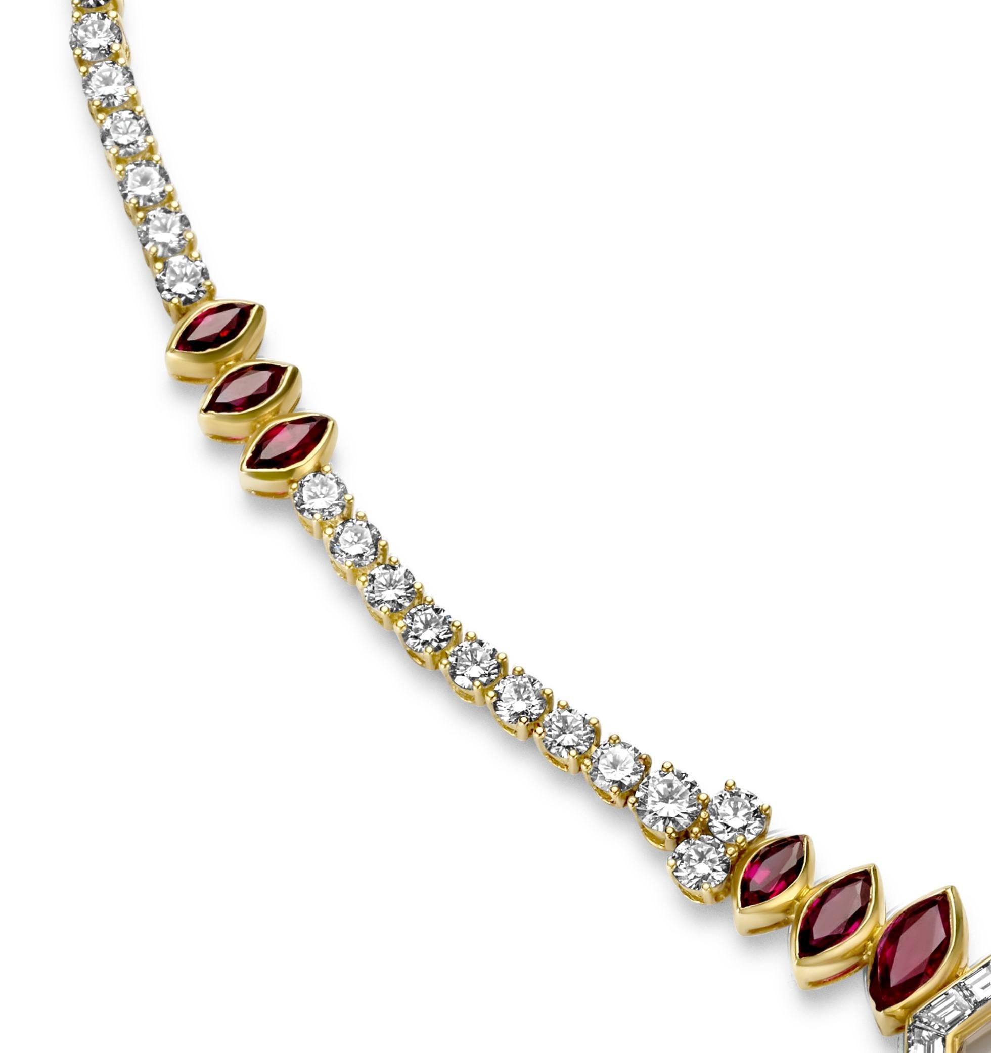 Brilliant Cut Asprey London Ruby & Diamonds Necklace, Estate Sultan Oman Qaboos Bin Said  For Sale