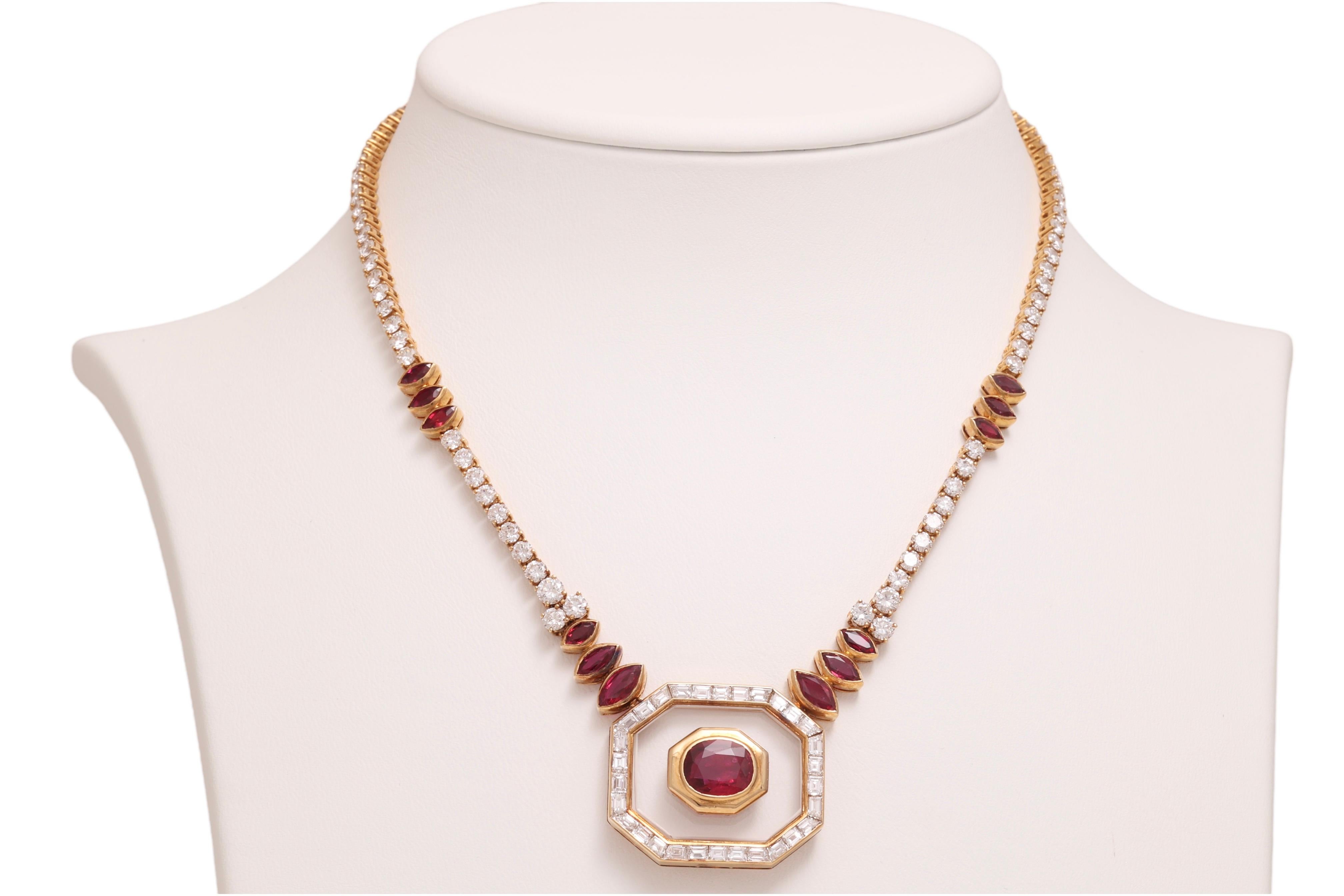 Asprey London Ruby & Diamonds Necklace, Estate Sultan Oman Qaboos Bin Said  For Sale 1